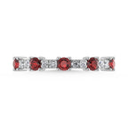 14K White Gold Diamond 1/2 Ct. Tw. Alternate Diamond and Garnet Stackable Band