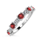 14K White Gold Diamond 1/2 Ct. Tw. Alternate Diamond and Garnet Stackable Band