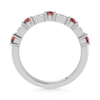 14K White Gold Diamond 1/2 Ct. Tw. Alternate Diamond and Garnet Stackable Band