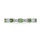 14K White Gold Diamond 3/8 Ct. Tw. Alternate Diamond and Peridot Stackable Band