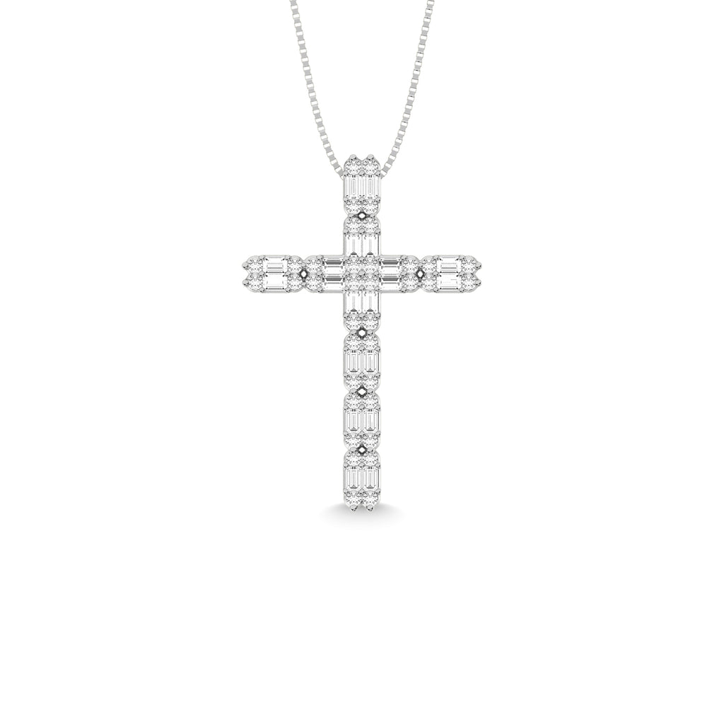 14K White Gold Diamond 1/2 Ct.Tw. Cross Pendant