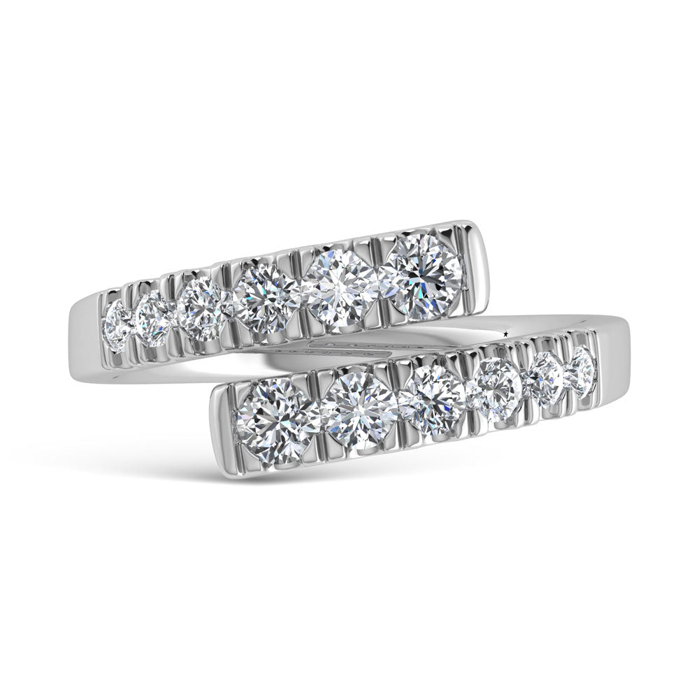 14K White Gold  7/8 Ct.Tw. Cross Over Band