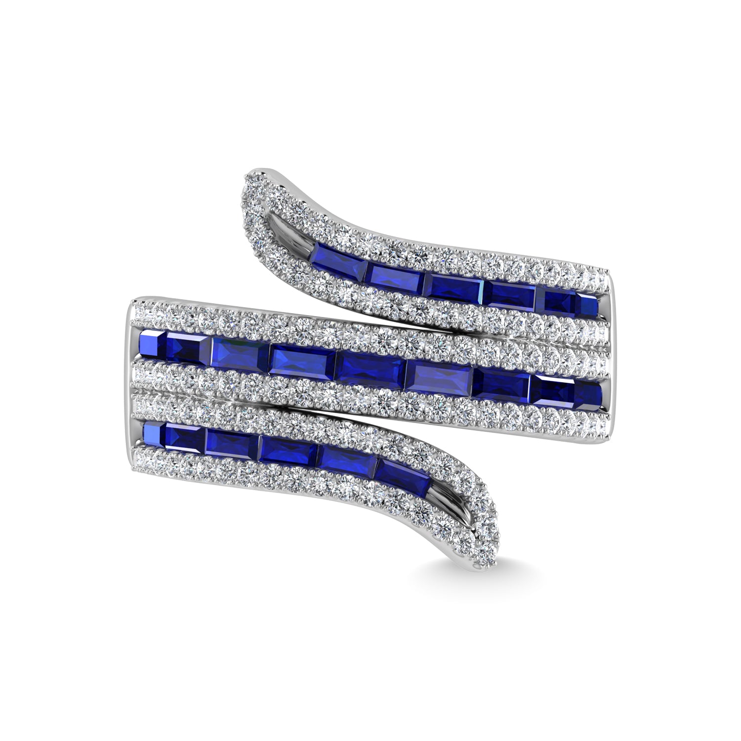 14K White Gold Diamond and Blue Sapphire 2 1/4 Ct.Tw. Fashion Ring