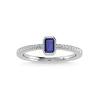 14K White Gold Diamond 3/8 Ct.Tw. And Blue Sapphire Fashion Ring
