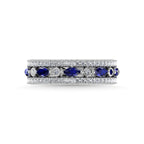 14K White Gold Diamond 7/8 Ct.Tw. And Blue Sapphire Fashion Band