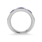 14K White Gold Diamond 7/8 Ct.Tw. And Blue Sapphire Fashion Band