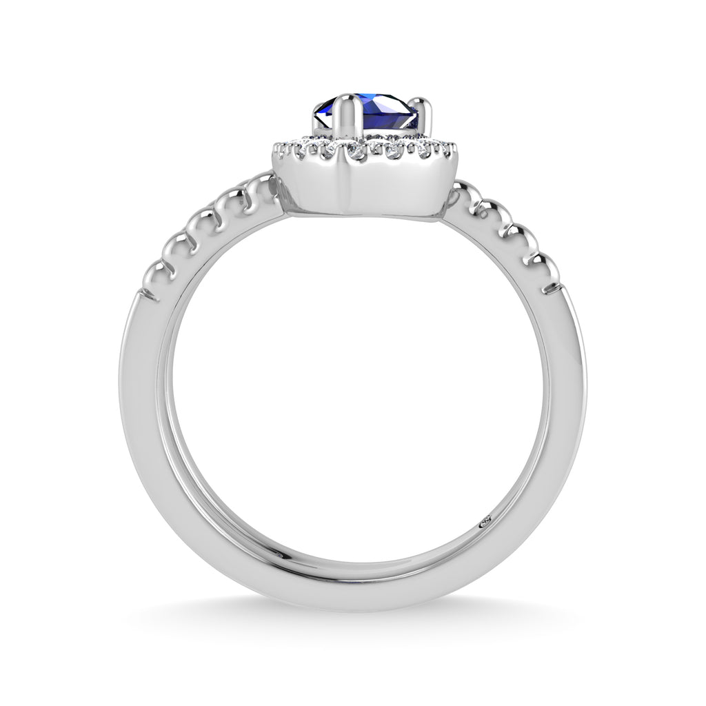 14K White Gold 5/8 Ct.Tw. Diamond and  Blue Sapphire Fashion Ring