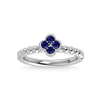 14K White Gold 1/3 Ct.Tw. Diamond and  Blue Sapphire Fashion Ring