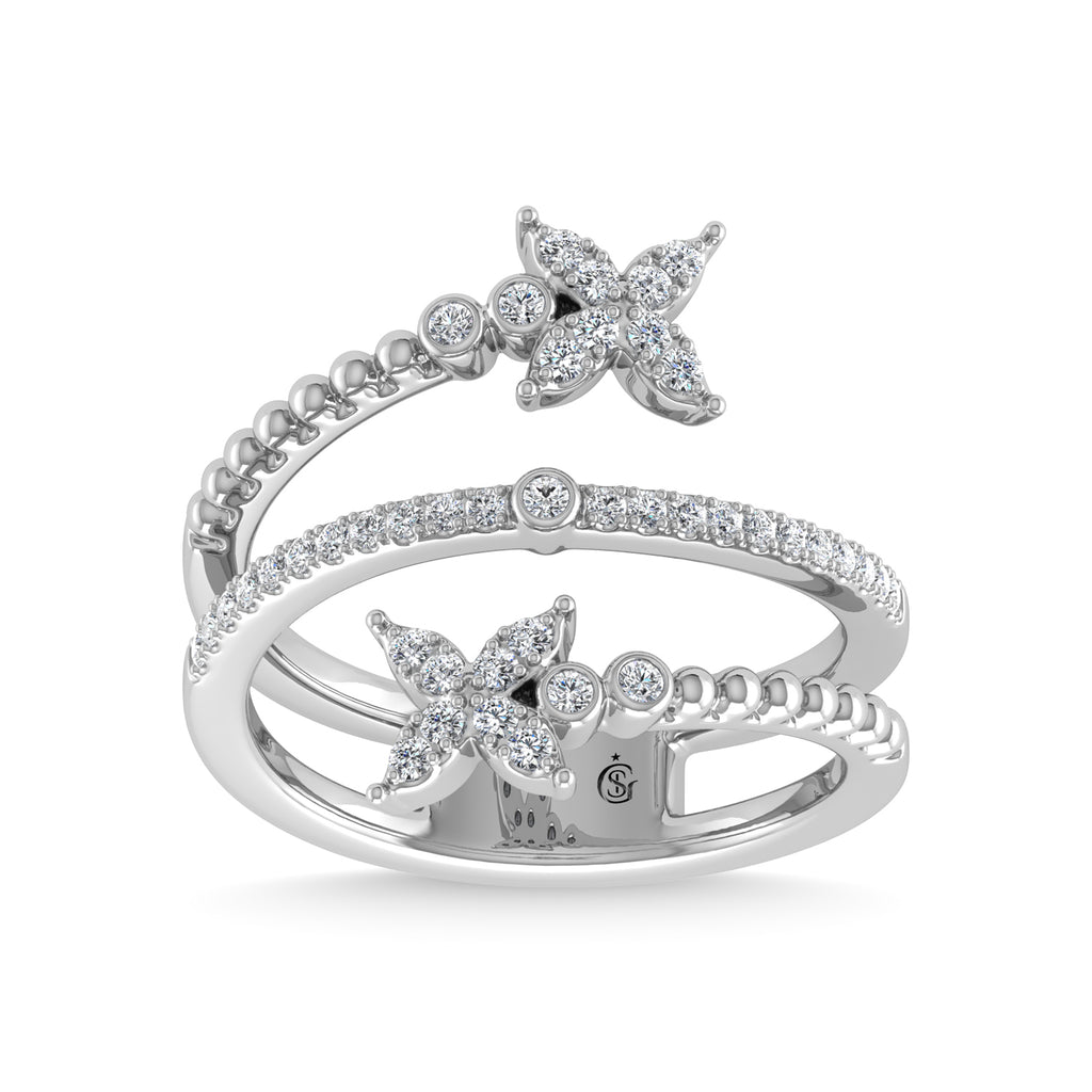 14K White Gold Diamond 1/4 Ct.Tw Bypass Ring