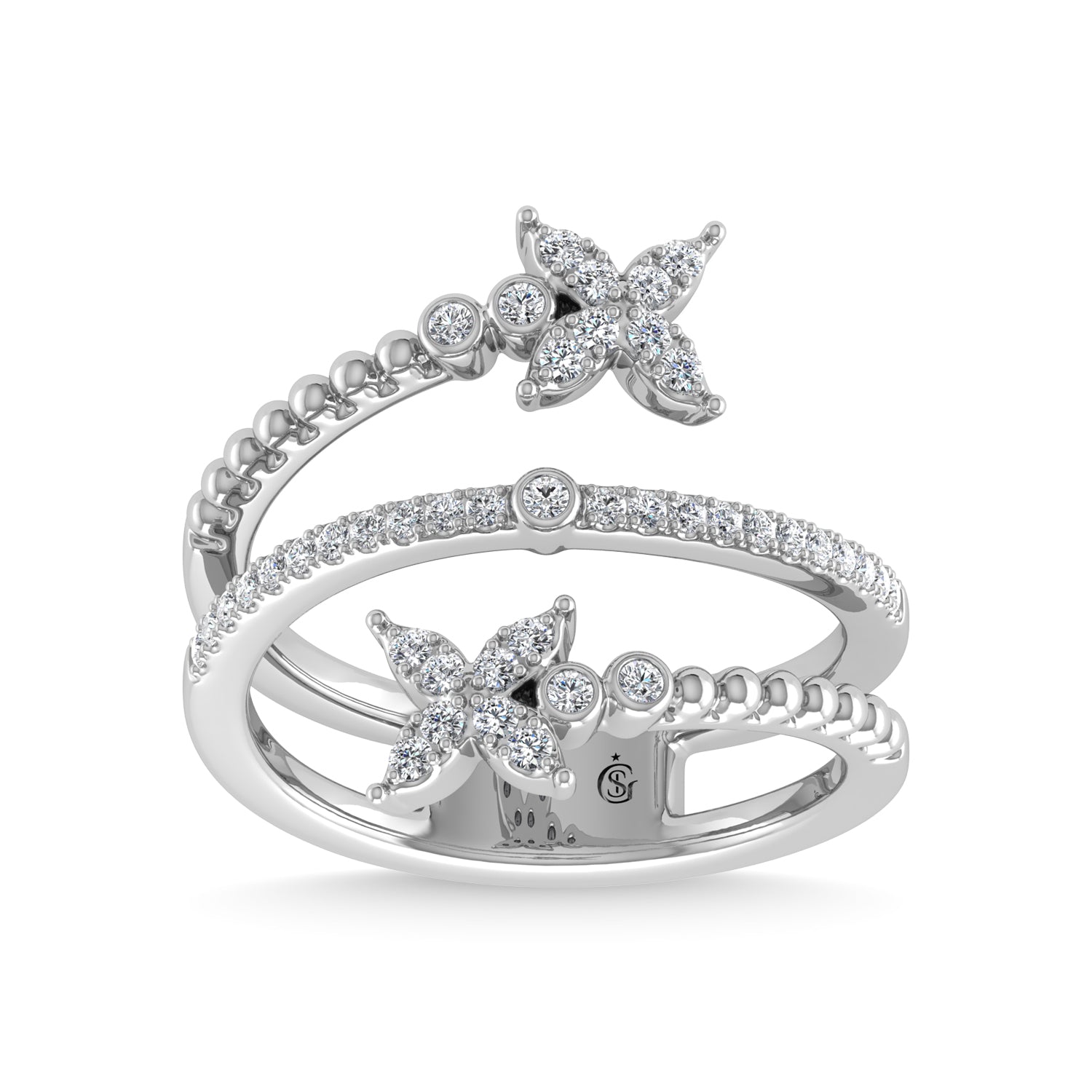 14K White Gold Diamond 1/4 Ct.Tw Bypass Ring