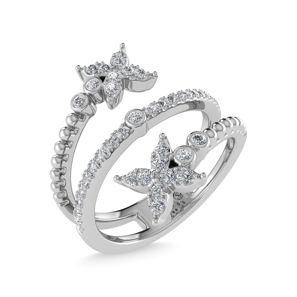 14K White Gold Diamond 1/4 Ct.Tw Bypass Ring