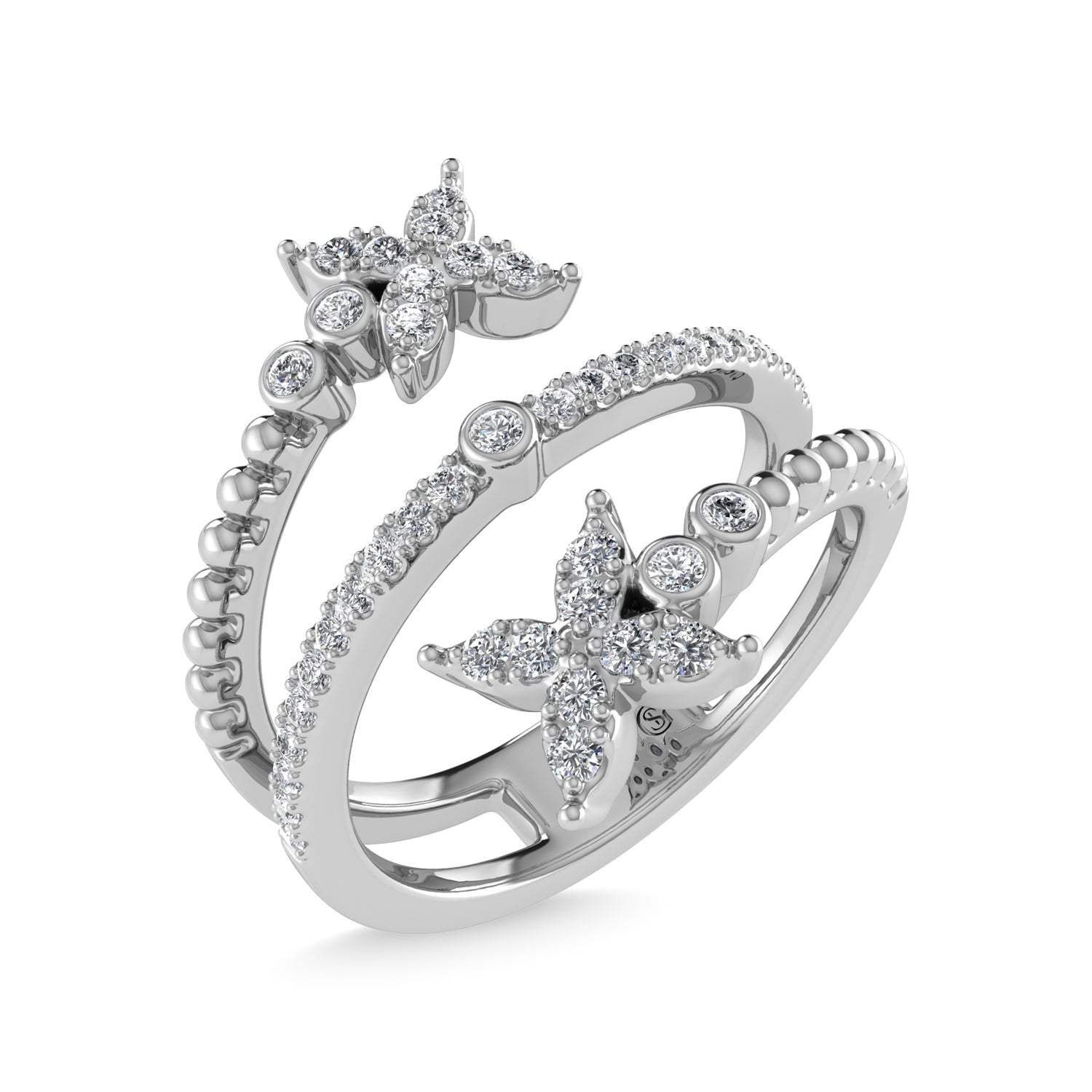14K White Gold Diamond 1/4 Ct.Tw Bypass Ring
