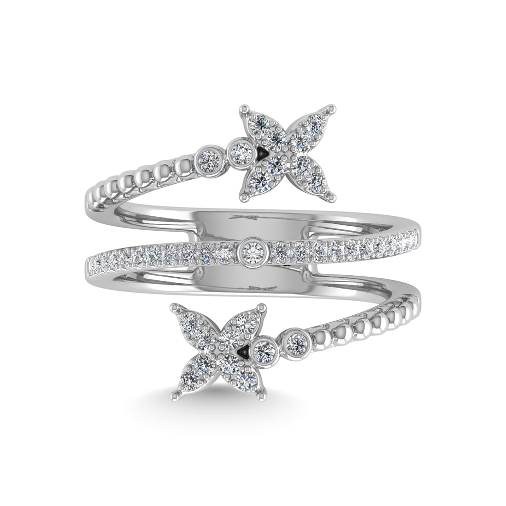 14K White Gold Diamond 1/4 Ct.Tw Bypass Ring