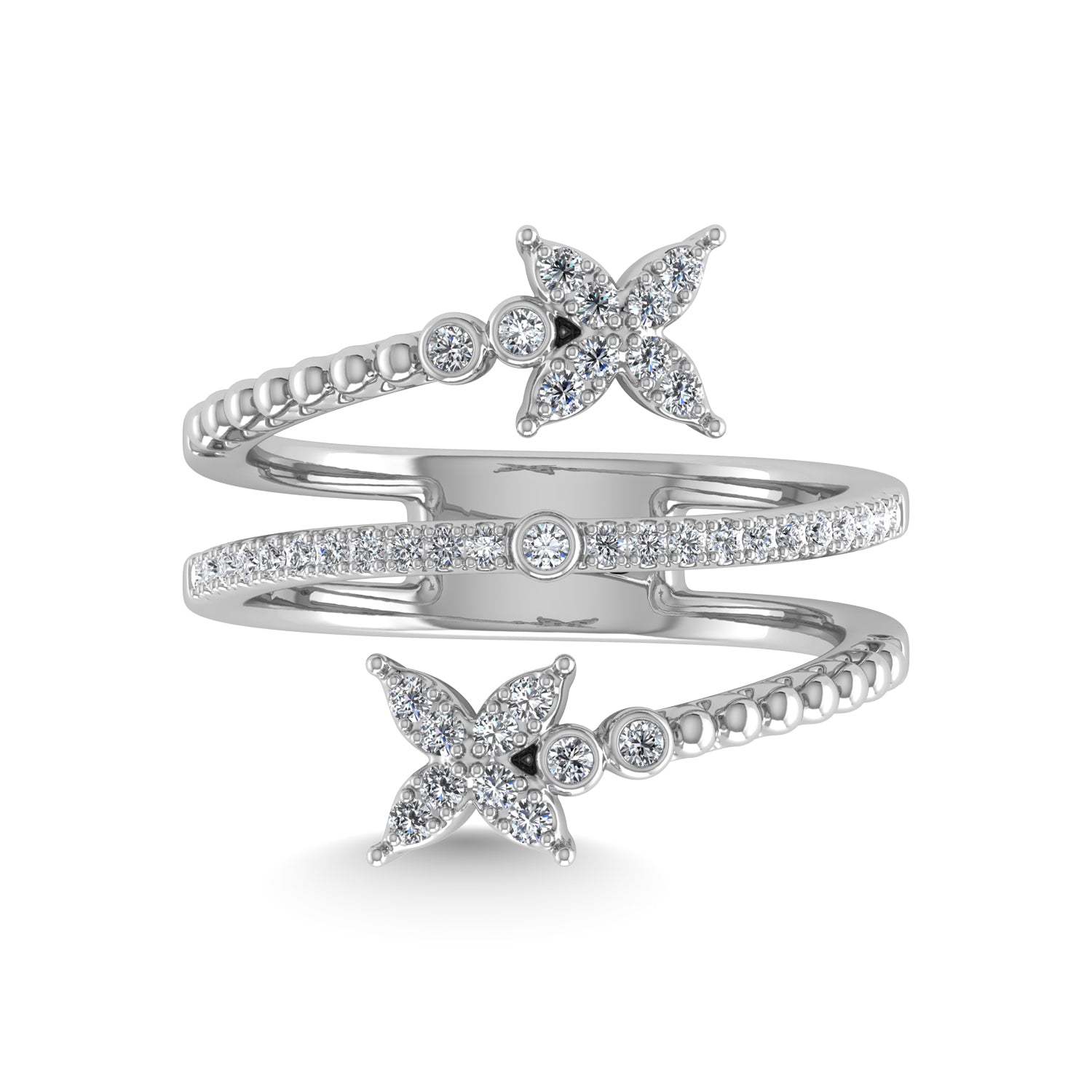 14K White Gold Diamond 1/4 Ct.Tw Bypass Ring