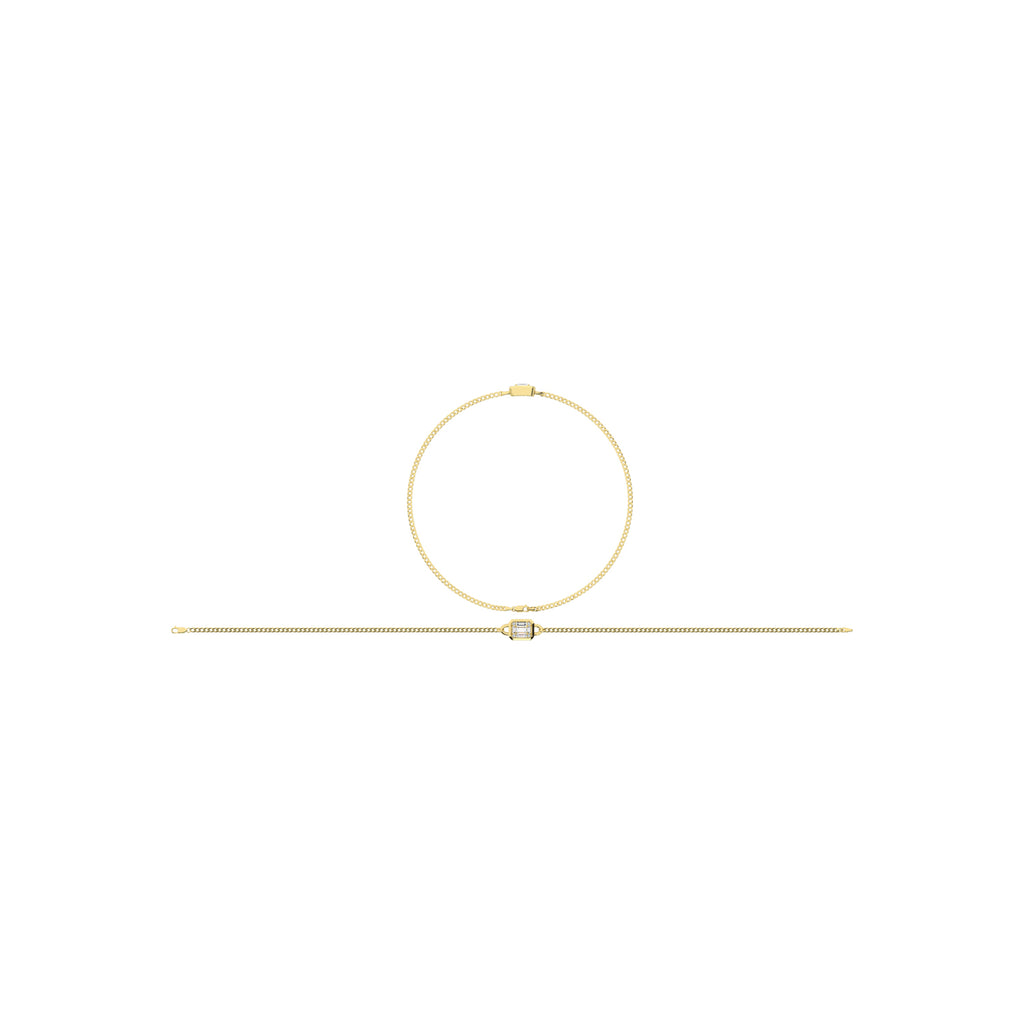 14K Yellow Gold Diamond 1/6 Ct.Tw. Cuban Bracelet