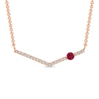 14K Rose Gold Diamond 1/5 Ct.Tw. And Ruby Necklace