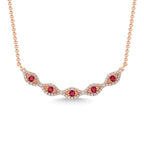 14K Rose Gold Diamond 3/8 Ct.Tw. And Ruby Necklace