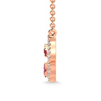14K Rose Gold Diamond 3/8 Ct.Tw. And Ruby Necklace
