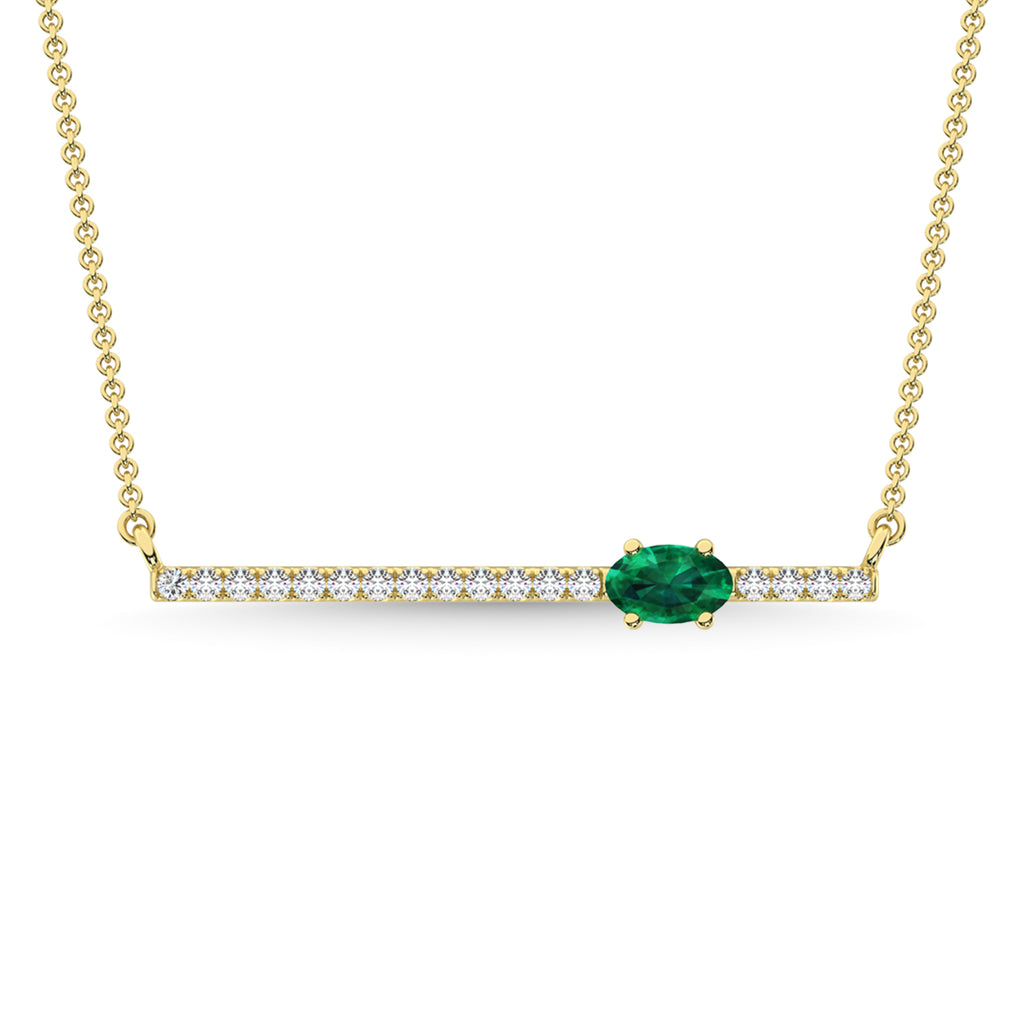 14K Yellow Gold Diamond 1/2 Ct.Tw. And Blue Sapphire Necklace