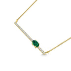 14K Yellow Gold Diamond 1/2 Ct.Tw. And Blue Sapphire Necklace