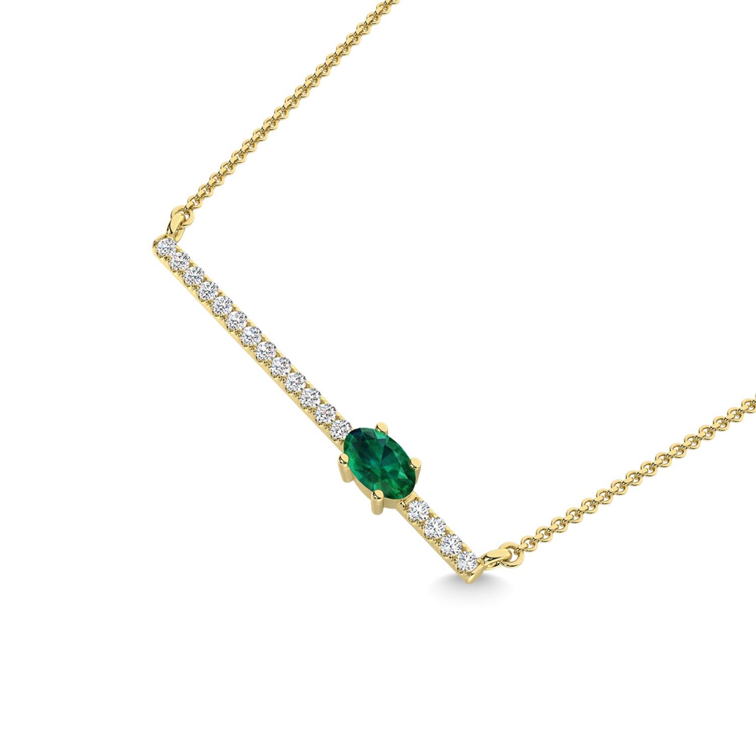 14K Yellow Gold Diamond 1/2 Ct.Tw. And Blue Sapphire Necklace