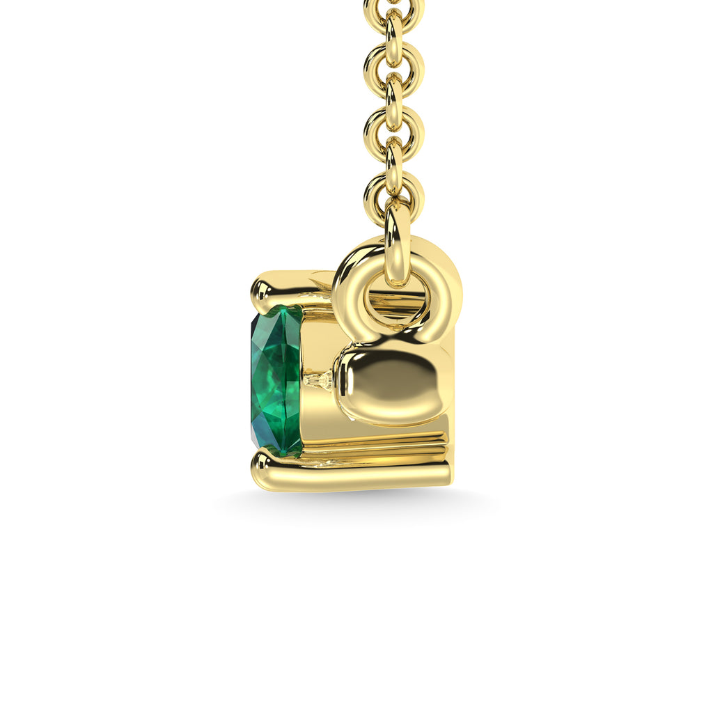 14K Yellow Gold Diamond 1/2 Ct.Tw. And Blue Sapphire Necklace