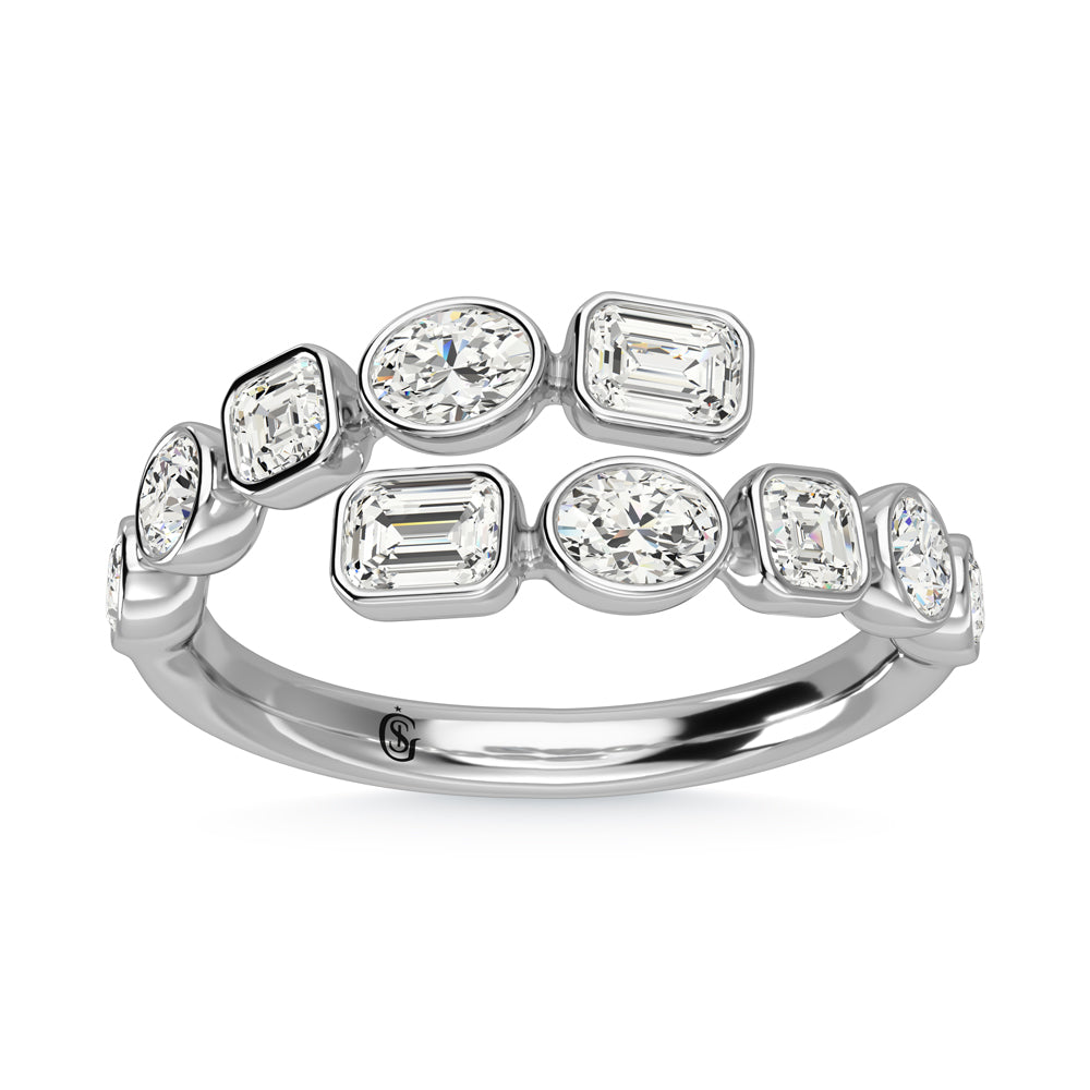 14K White Gold Diamond 1 3/8 Ct.Tw. Fancy Cut Fashion Ring