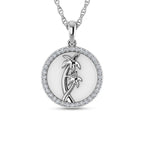14K White Gold 1/6 Ct.Tw. Diamond Sea Of Life palm Tree Pendant