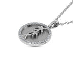 14K White Gold 1/6 Ct.Tw. Diamond Sea Of Life palm Tree Pendant