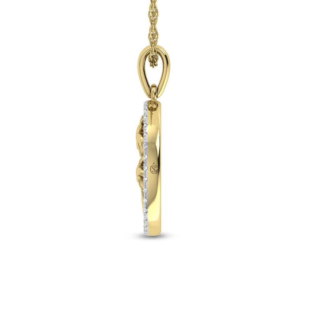 14K Yellow Gold 1/6 Ct.Tw. Diamond Sea Of Life palm Tree Pendant