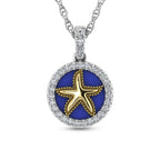 14K Two Tone 1/6 Ct.Tw. Diamond And Mother of Pearl Sea Of Life Star Fish Pendant