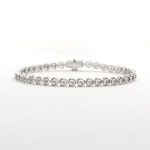 14KW 0.35CTW DIAMOND HEART TENNIS BRACELET