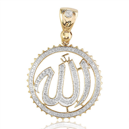 14KY 0.75CTW DIAMOND 'ALLAH' PENDANT