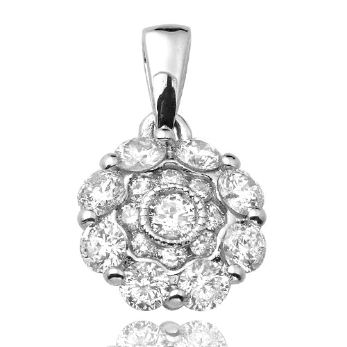 10KW 1.00CTW DIAMOND BEZEL SET FLOWER SHAPED PENDA