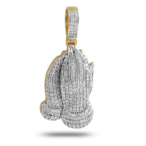 10KY 1.00CTW DIAMOND PRAYING HANDS PENDANT
