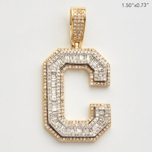 10KY 1.00CT BAGUETTE DIAMOND INITIAL PENDANT