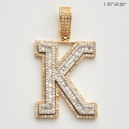 10KY 1.05CT BAGUETTE DIAMOND INITIAL PENDANT
