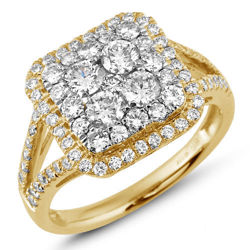 14KY 1.50CTW DIAMOND SQUARE CLUSTER RING