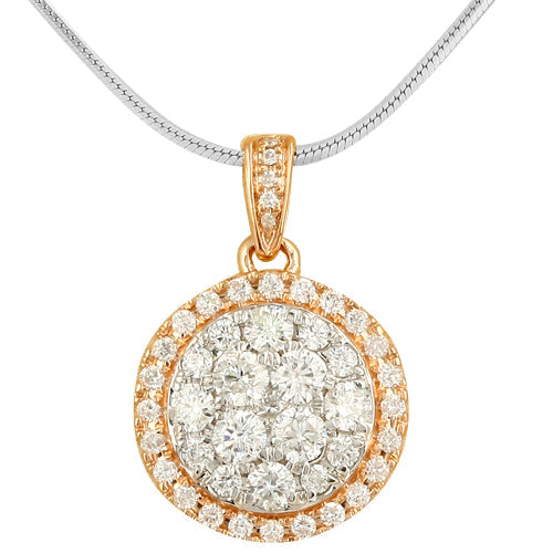 14KR+W 1.00CTW DIAMOND CLUSTER PENDANT