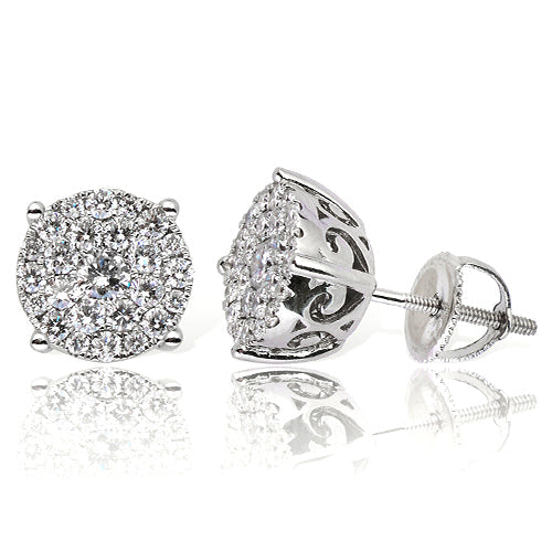 14KW 1.00CTW DIAMOND LUNA CLUSTER EARRINGS
