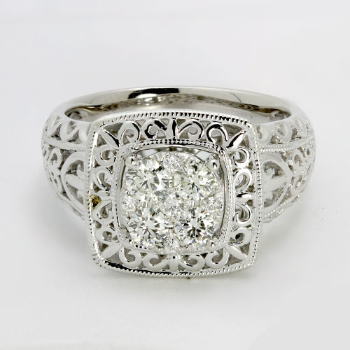 14KW 0.65CTW DIAMOND CLUSTER RING
