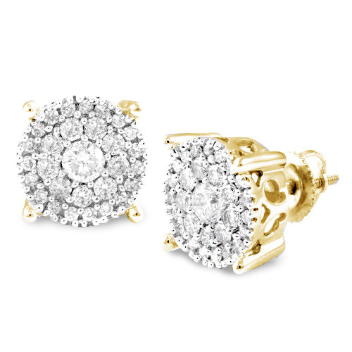 14KY 1.50CTW DIAMOND CLUSTER EARRINGS