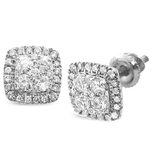 14KW 0.65CTW DIAMOND SQUARE SHAPED CLUSTER EARRING