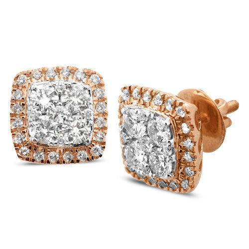14KR 2.05CTW DIAMOND SQUARE SHAPED CLUSTER EARRING