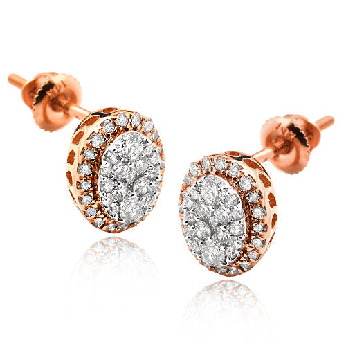 14KR 0.50CTW DIAMOND OVAL SHAPED CLUSTER EARRING