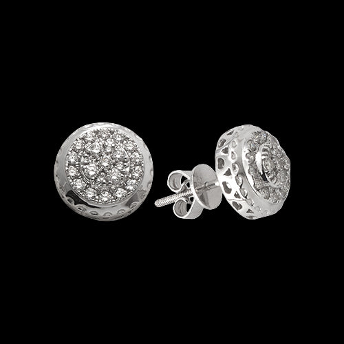 14KW 0.60CTW DIAMOND ROUND CLUSTER EARRINGS -