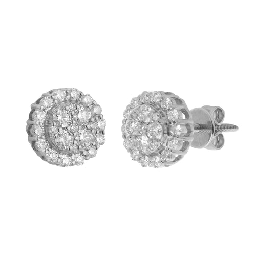 14KW 0.65CTW DIAMOND ROUND CLUSTER EARRING STUDS