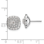 14k White Gold 1 1/2 ct Lab Grown Dia VS/SI+ G+ Double Halo Post Earrings