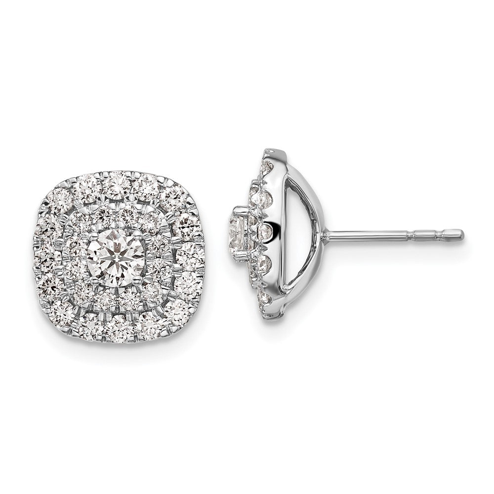 14k White Gold 1 1/2 ct Lab Grown Dia VS/SI+ G+ Double Halo Post Earrings