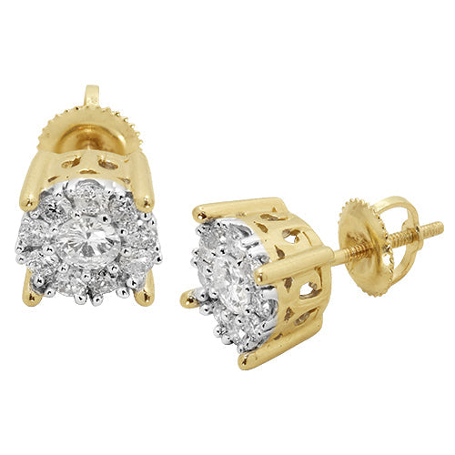 14KY 1.00CTW DIAMOND FLEUR STUDS